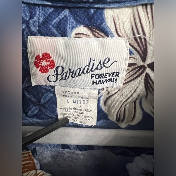 Vintage Paradise Hibiscus PulloverGenuine Hawaiian Shirt-Forever Hawaii Size: Lg - Picture 8 of 9